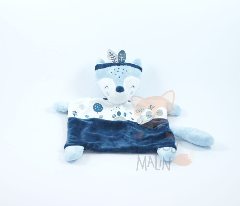  baby comforter blue fox white silver 